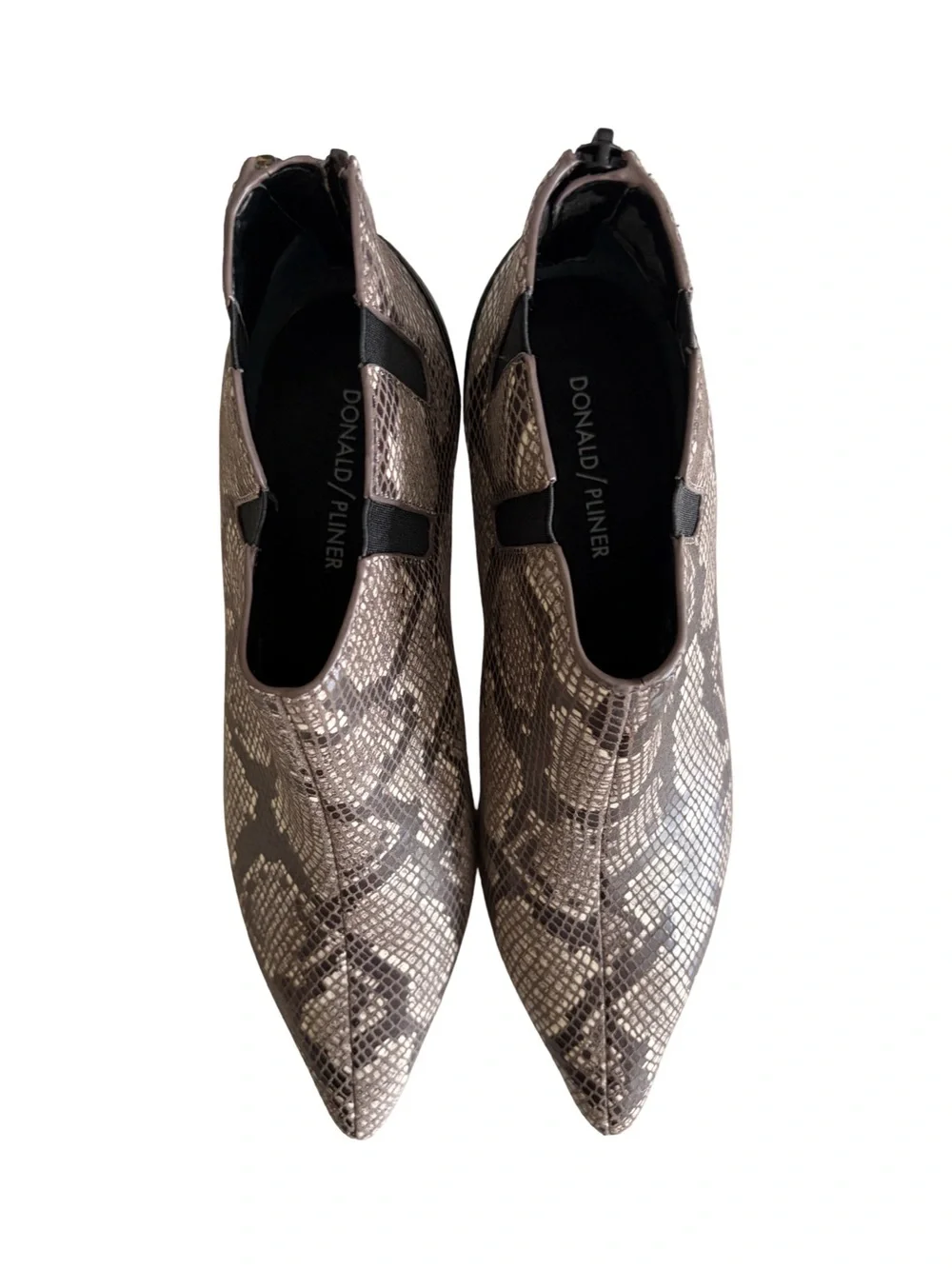 Donald Pliner Dazha Snakeskin Pointed Toe Kitten Heel Booties Size 8